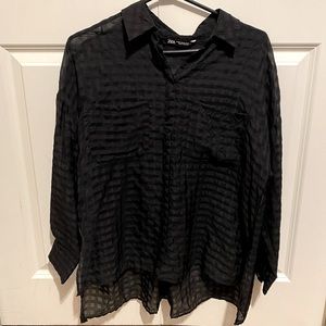 Zara semi-sheer button up shirt